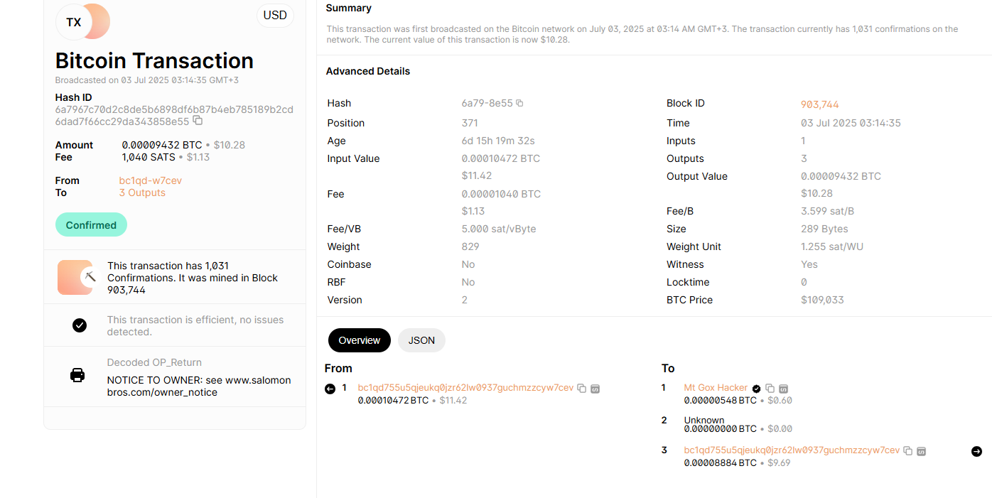 攻击者使用 op_return 功能对 Mt. Gox BTC 钱包实施欺诈攻击